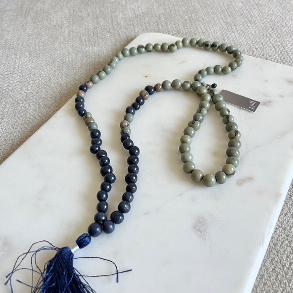 J. Jill NWT Pure Jill Blue Beaded Long Tassel Pendant Necklace - Picture 3 of 6